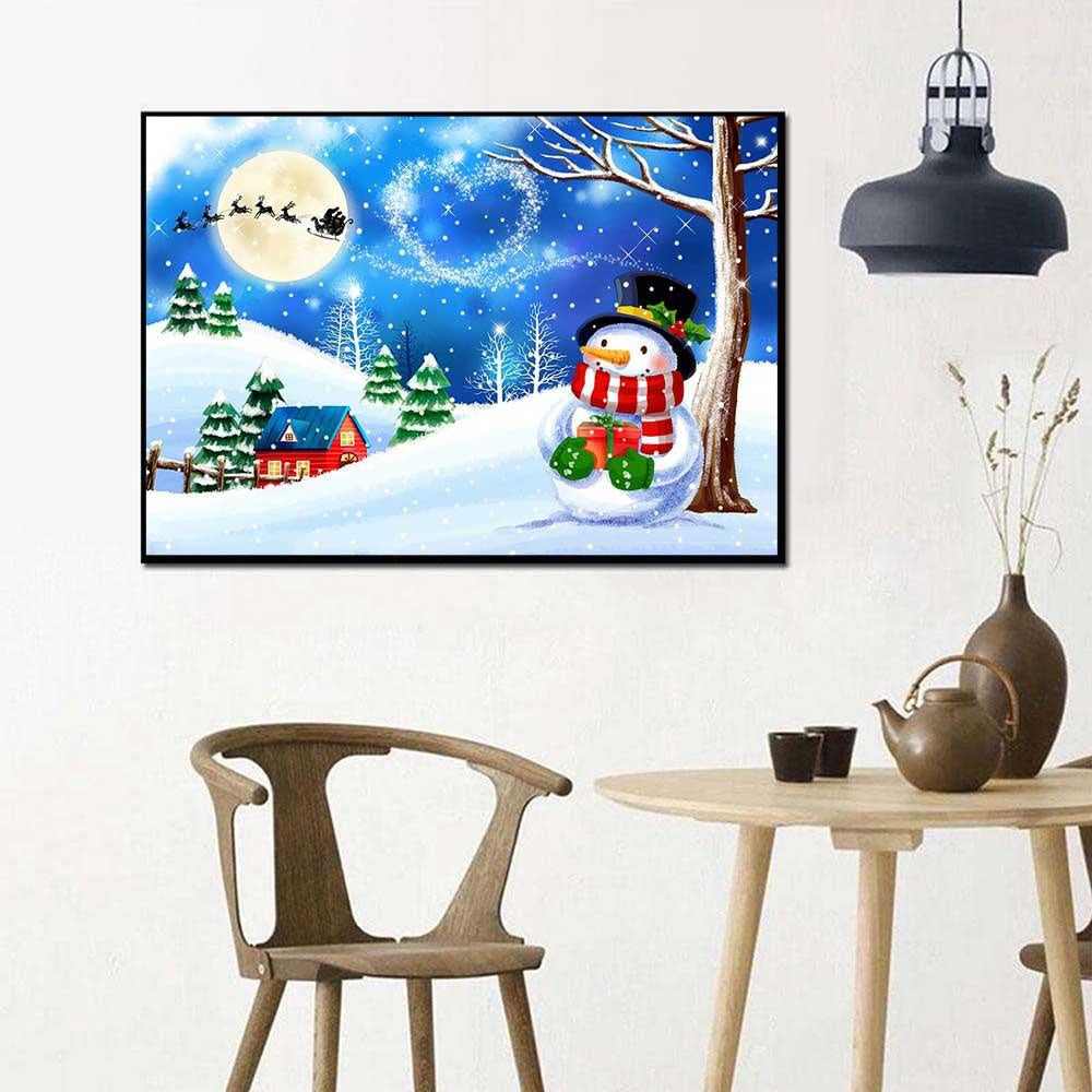 Moon and Christmas Snowman Diamond painting – Fiyo Diamond Painting