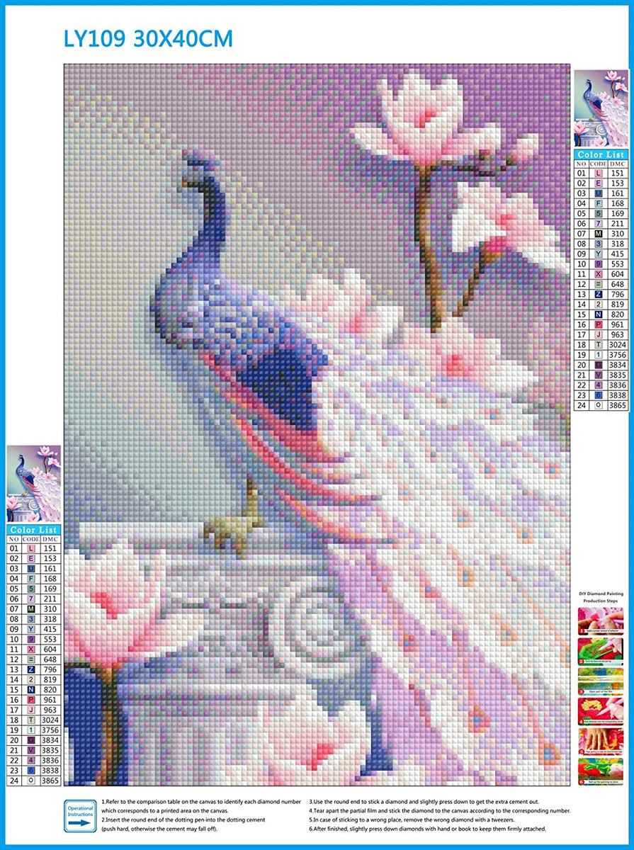 Pink Peacock Diamond Painting – Fiyo Diamond Painting