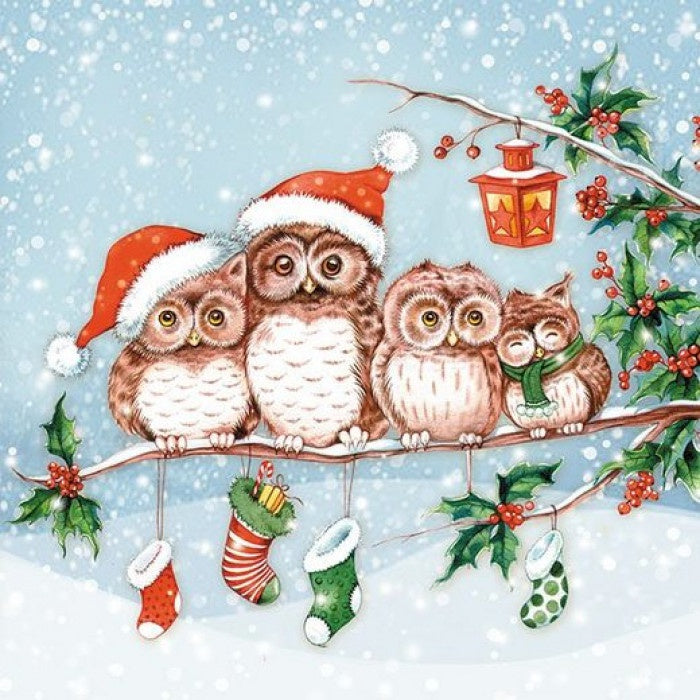 Diamond Painting Of Cute Christmas Owl – Best Diamond Paintings